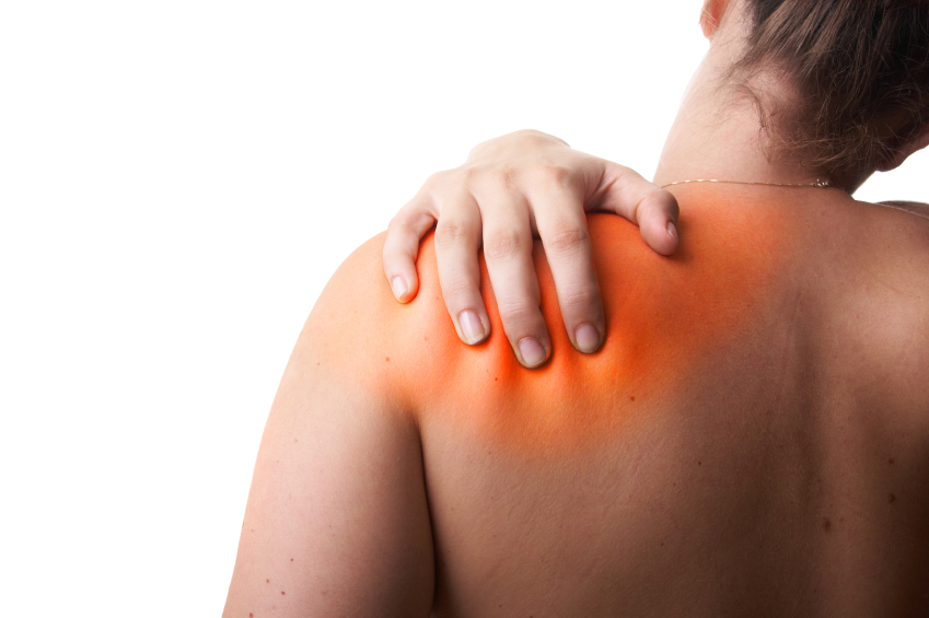 photo of localized shoulder pain